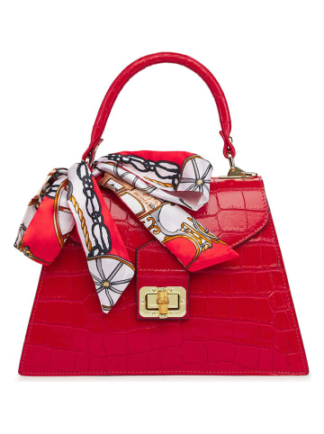 ORE10 Leder-Henkeltasche "Sonos" in Rot - (B)28 x (H)21 x (T)10 cm