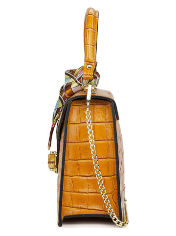 ORE10 Leder-Henkeltasche "Sonos" in Orange - (B)28 x (H)21 x (T)10 cm