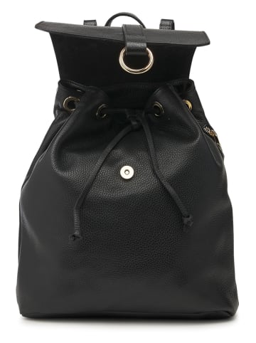 ORE10 Leder-Rucksack "Bosar" in Schwarz - (B)33 x (H)36 x (T)11 cm