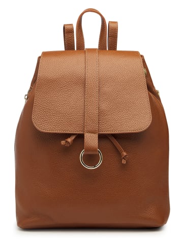ORE10 Leder-Rucksack "Bosar" in Hellbraun - (B)33 x (H)36 x (T)11 cm