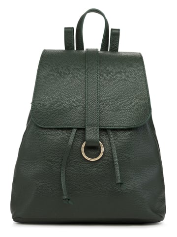 ORE10 Leren rugzak "Bosar" donkergroen - (B)33 x (H)36 x (D)11 cm