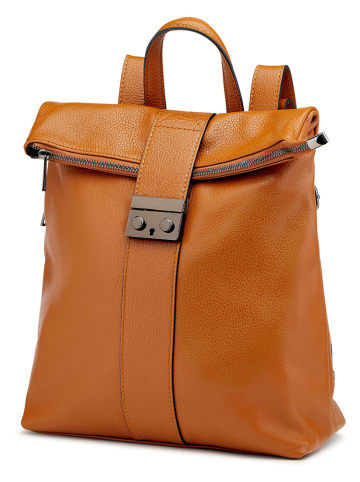 ORE10 Skórzany plecak "Estro" w kolorze jasnobrązowym - 33 x 38 x 14 cm