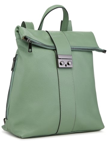 ORE10 Leren rugzak "Estro" lichtgroen - (B)33 x (H)38 x (D)14 cm