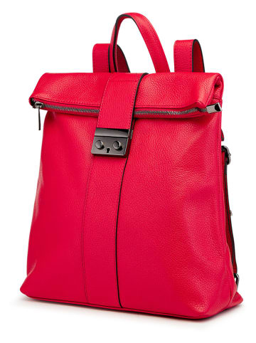 ORE10 Leder-Rucksack "Estro" in Rot - (B)33 x (H)38 x (T)14 cm