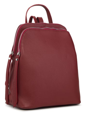 ORE10 Leder-Rucksack "Olow" in Bordeaux - (B)30 x (H)33 x (T)16 cm