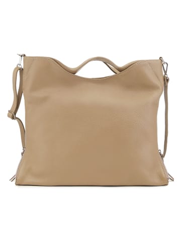 ORE10 Skórzana torebka "Molin" w kolorze beżowym - 39 x 33 x 13 cm