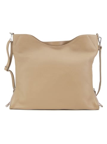 ORE10 Leren handtas "Molin" beige - (B)39 x (H)33 x (D)13 cm