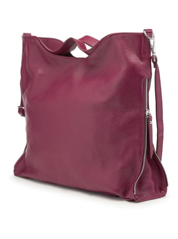ORE10 Leder-Henkeltasche "Molin" in Lila - (B)39 x (H)33 x (T)13 cm