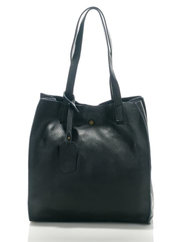 ORE10 Leder-Schultertasche "Aram" in Schwarz - (B)34 x (H)28 x (T)12 cm