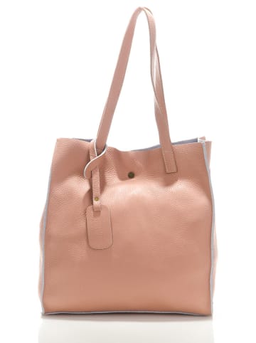 ORE10 Skórzana torebka "Aram" w kolorze jasnoróżowym - 34 x 28 x 12 cm