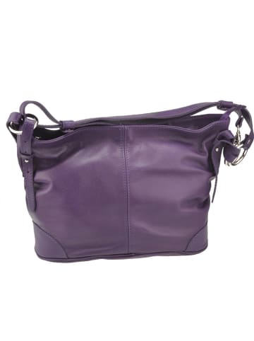 ORE10 Leder-Umhängetasche "Roers" in Lila - (B)34 x (H)24 x (T)12 cm