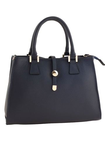 ORE10 Leren handtas "Mida" donkerblauw - (B)35 x (H)25 x (D)11 cm