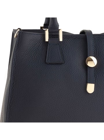 ORE10 Skórzana torebka "Mida" w kolorze granatowym - 35 x 25 x 11 cm