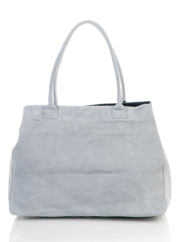 ORE10 Leder-Shopper "Plaso" in Hellgrau - (B)41 x (H)28 x (T)7 cm