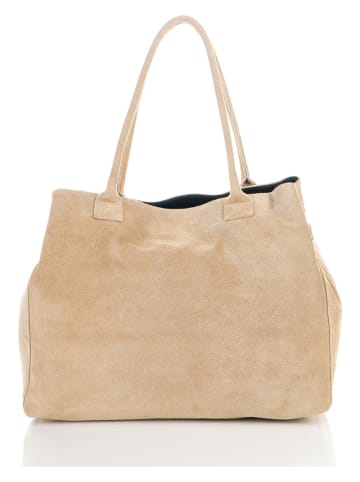 ORE10 Leder-Shopper "Plaso" in Beige - (B)41 x (H)28 x (T)7 cm