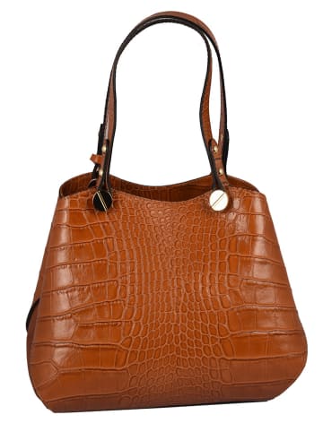 ORE10 Leder-Henkeltasche "Vestar" in Hellbraun - (B)21 x (H)26 x (T)10 cm