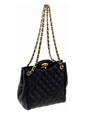 ORE10 Skórzana torebka "Farc" w kolorze granatowym - 28 x 26 x 12 cm