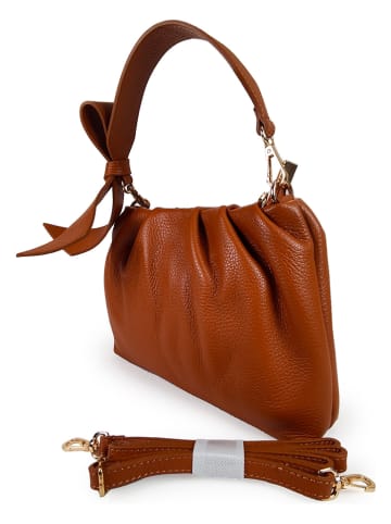 ORE10 Leder-Umhängetasche "Movar" in Hellbraun - (B)26 x (H)18 x (T)5 cm