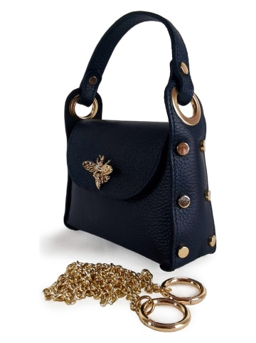 ORE10 Leder-Henkeltasche "Raser" in Dunkelblau - (B)17 x (H)12 x (T)6 cm