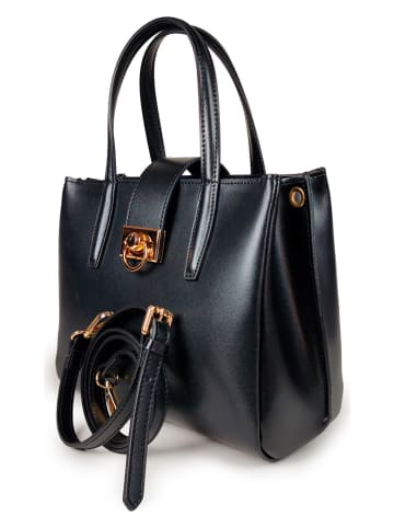 ORE10 Leder-Henkeltasche "Senio" in Schwarz - (B)28 x (H)22 x (T)13 cm