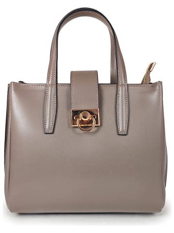 ORE10 Skórzana torebka "Senio" w kolorze szarobrązowym - 28 x 22 x 13 cm