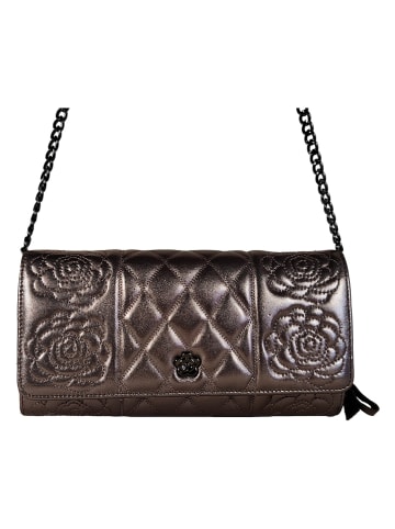 ORE10 Leder-Umhängetasche "Misca" in Silber - (B)25 x (H)13 x (T)3 cm