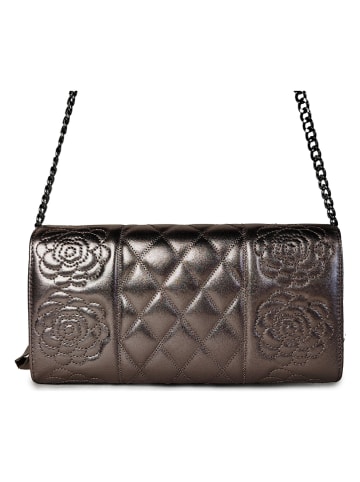 ORE10 Leder-Umhängetasche "Misca" in Silber - (B)25 x (H)13 x (T)3 cm