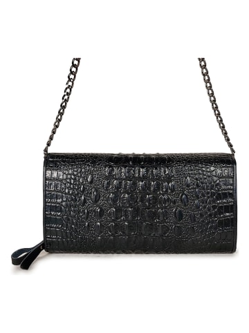 ORE10 Leder-Umhängetasche "Maris" in Schwarz - (B)25 x (H)14 x (T)4 cm