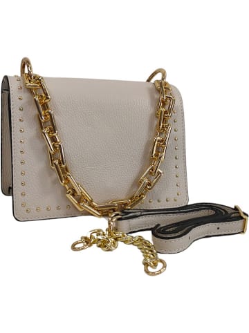 ORE10 Leder-Schultertasche in Beige - (B)22 x (H)17 x (T)10 cm