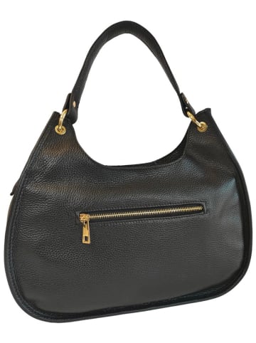 ORE10 Leder-Schultertasche "Miser" in Schwarz - (B)35 x (H)30 x (T)9 cm