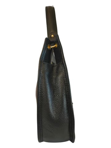 ORE10 Leder-Schultertasche "Miser" in Schwarz - (B)35 x (H)30 x (T)9 cm