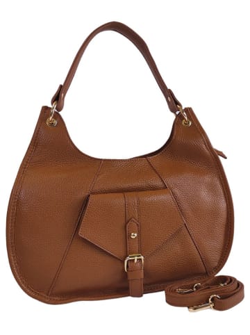 ORE10 Leren schoudertas "Miser" lichtbruin - (B)35 x (H)30 x (D)9 cm