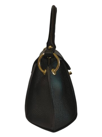 ORE10 Leder-Henkeltasche "Nadis" in Schwarz - (B)34 x (H)17 x (T)12 cm