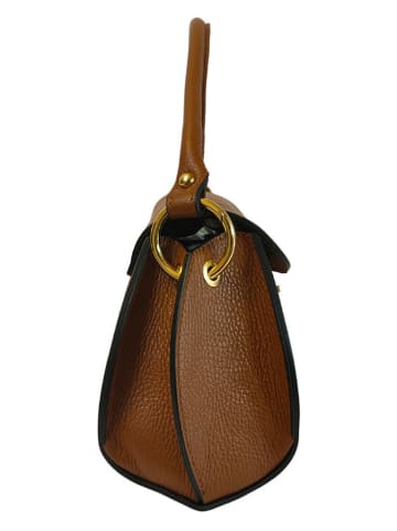 ORE10 Leder-Henkeltasche "Nadis" in Hellbraun - (B)34 x (H)17 x (T)12 cm