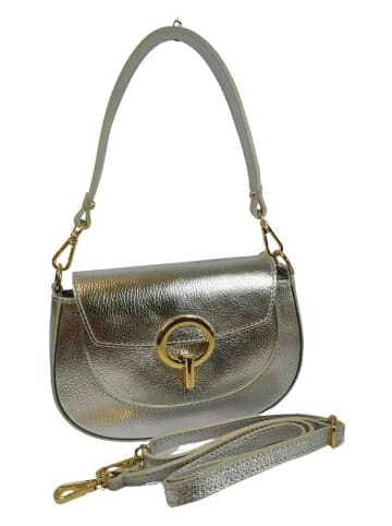 ORE10 Leder-Henkeltasche "Stross" in Silber- (B)24 x (H)16 x (T)5 cm