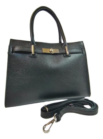 ORE10 Leder-Henkeltasche "Waser" in Schwarz - (B)28 x (H)20 x (T)13 cm