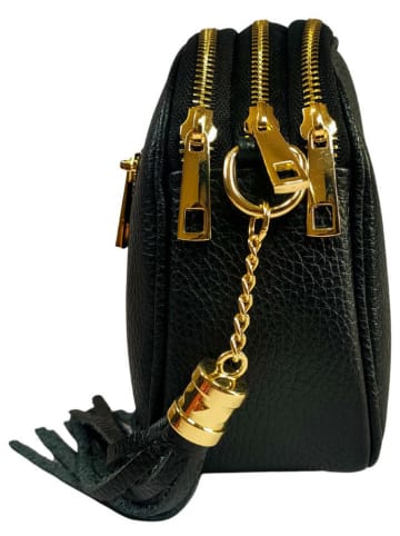 ORE10 Leren schoudertas "Bristol" zwart - (B)23 x (H)6 x (D)9 cm