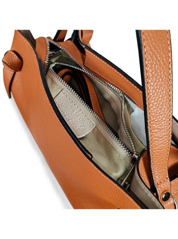 Florence Bags Skórzana torebka "Capoliveri" w kolorze jasnobrązowym - 33 x 20 x 13 cm