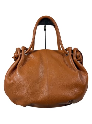 Florence Bags Skórzana torebka "Chiessi" w kolorze jasnobrązowym - 40 x 30 x 15 cm