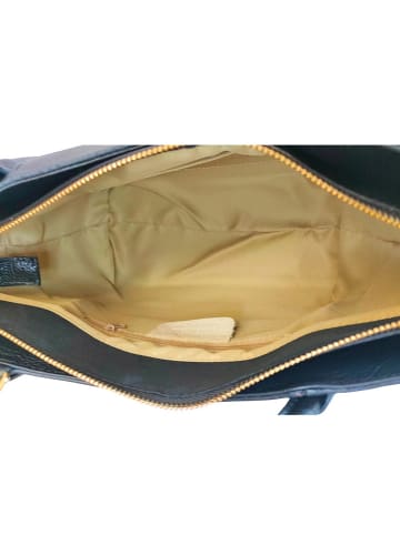 Florence Bags Skórzana torebka "Reddit" w kolorze czarno-beżowym - 37 x 24 x 16 cm