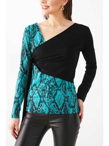 Milan Kiss Bluse in Schwarz/ Türkis