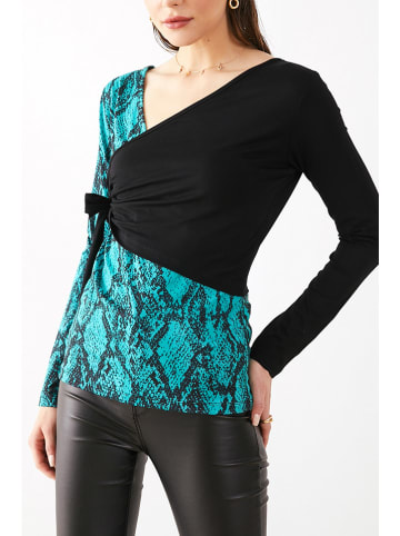 Milan Kiss Bluse in Schwarz/ Türkis