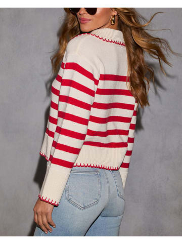 Milan Kiss Pullover in Creme/ Rot