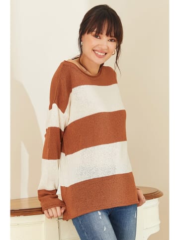 Milan Kiss Pullover in Braun/ Creme