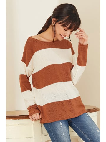 Milan Kiss Pullover in Braun/ Creme