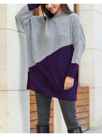 Milan Kiss Pullover in Grau/ Lila