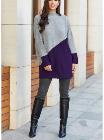 Milan Kiss Pullover in Grau/ Lila