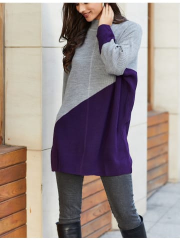 Milan Kiss Pullover in Grau/ Lila