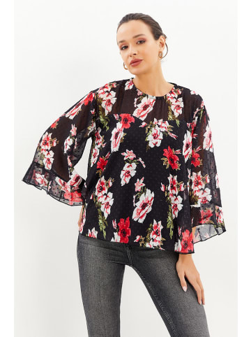 Milan Kiss Bluse in Schwarz/ Pink/ Bunt