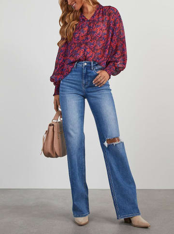 Milan Kiss Bluse in Dunkelblau/ Pink